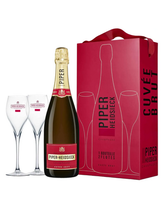 Champagne Piper-Heidsieck - Estojo - Cuvée Brut Glasspack & 2 flutes - Branco