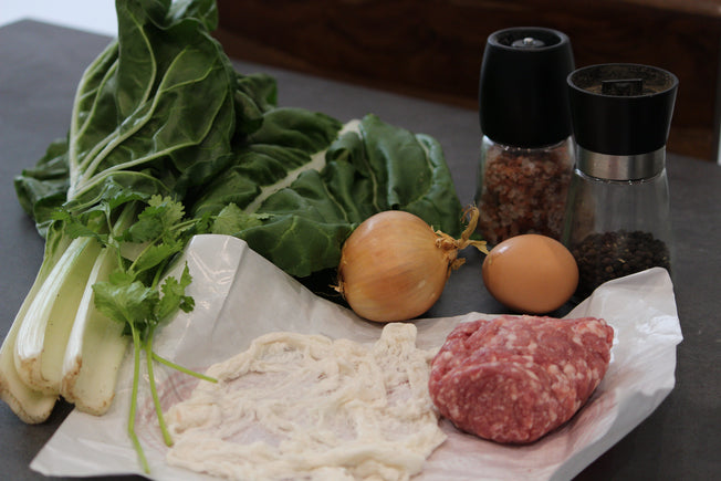 Foto dos ingredientes das mini-caillettes