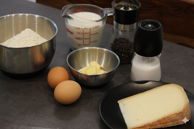 Foto dos ingredientes dos mini-canelés