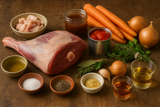 Ingredientes do pernil e das suas batatas